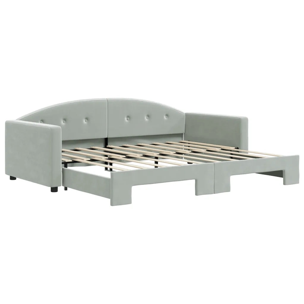 Divano Letto con Letto Estraibile-Sofa Letto-Daybed Grigio Chiaro 90x190 Velluto 577493