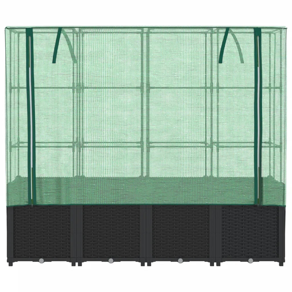 Letto rialzato con copertura per serra effetto rattan 160x40x153 cm 4015817