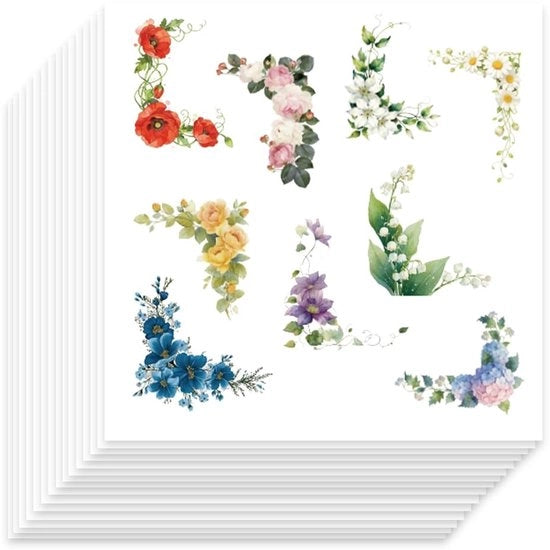 Sticker Decorativi 450 pezzi - Sticker Fiori - Sticker Idrorepellente - Sticker Autoadesivo - Decalcomanie per Quaderni - Facili da Rimuovere - Sticker Fiori
