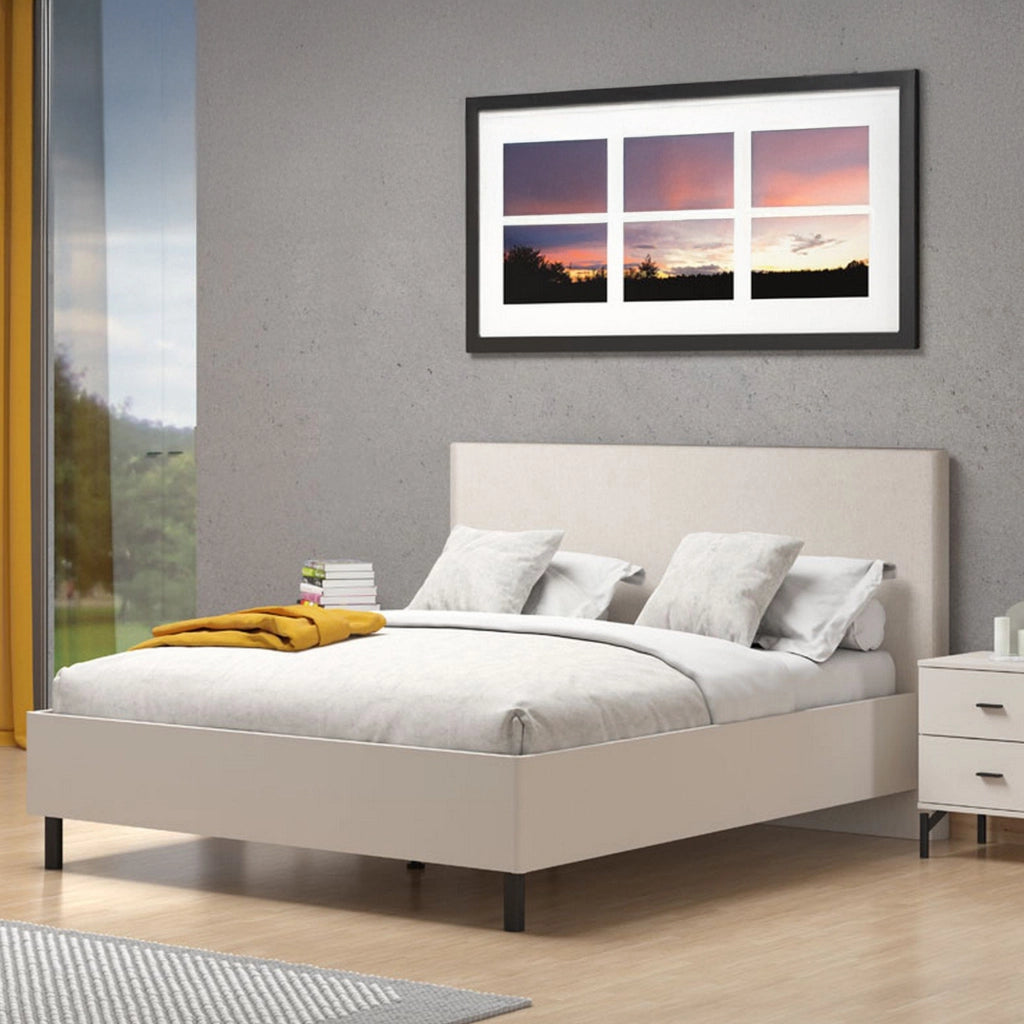 Letto Matrimoniale Uboldo, Letto Matrimoniale Dimensione Materasso 160x200 cm, Beige