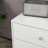 Comò 3 Cassetti Design Scandinavo Mobile Da Ripostiglio MDF Bianco Maniglia Piedini Effilato Legno Massello Di Pino