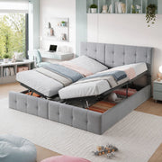 Letto imbottito 180x200 cm con contenitore idraulico e design convertibile