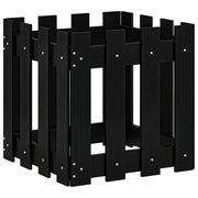 Fioriera | Cassetta per fiori | Vaso Giardino a Recinzione Nera 40x40x40 cm Massello Pino