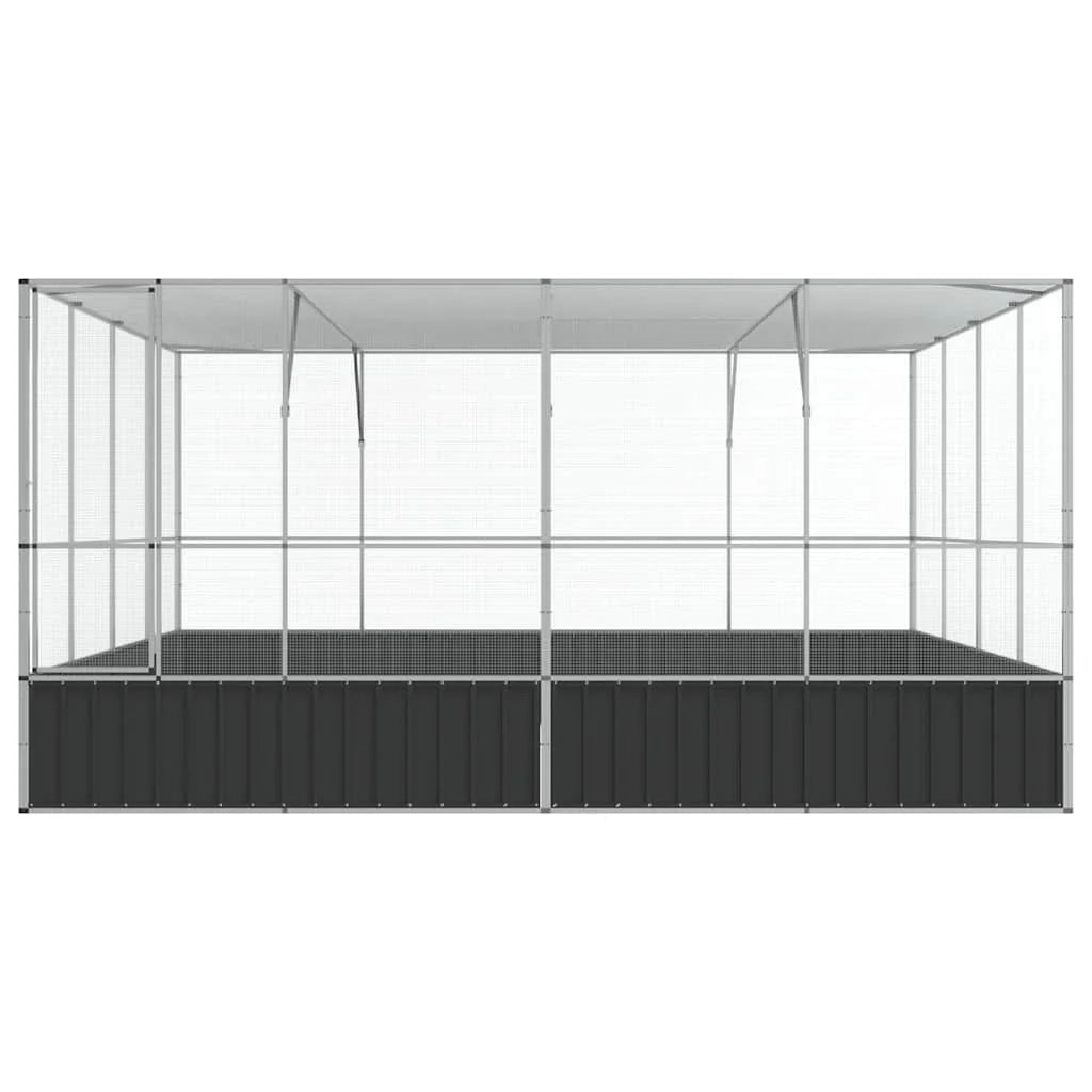 Voliera in gabbia argentata 418 x 414 x 212 cm acciaio 02_0045641