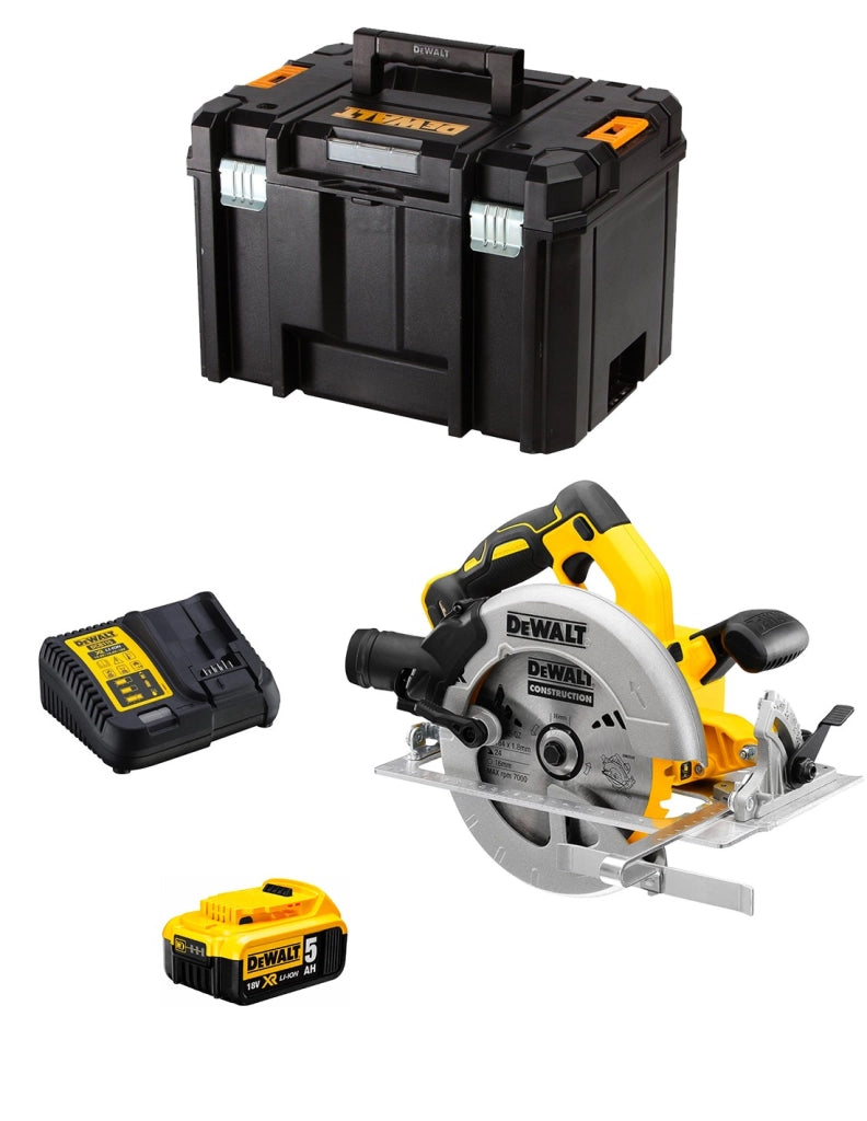 Sega Circolare DeWALT DCS570P1T (1 x 5,0 Ah + DCB115 + TSTAK VI)