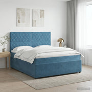 Letto box spring con materasso Blu 160 x 200 cm Velluto 3454635