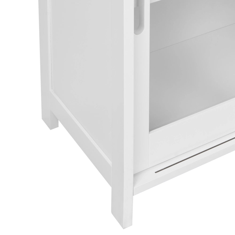 Credenza con vetro Bianco 3 ante Armadio Storage Moderno Minimalista
