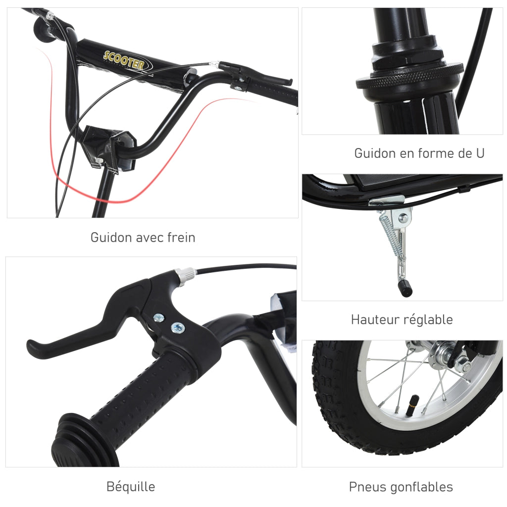 Trottinette Bambini ¨C zephmum ¨C Nero, Pneumatici 12 Pollici, 100 kg