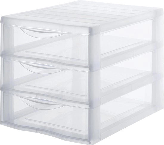 Ladekast in plastica con 3 carichi trasparenti formato A4 - altezza 255 cm - stivabile - archiviazione ufficio corsi - documenti necessità - Blocco carico Orgamix