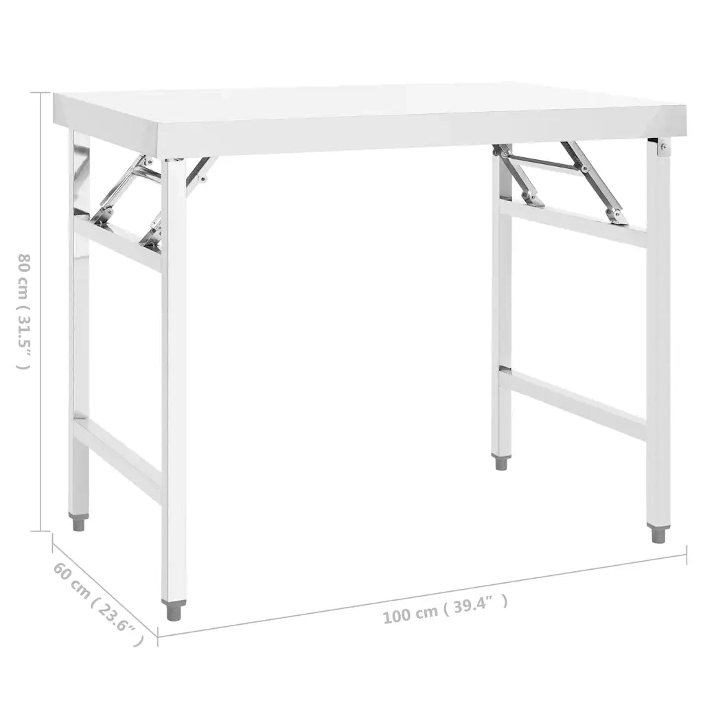 Tavolo da Lavoro Cucina Pieghevole 100x60x80 cm in Acciaio Inox CFW2402189