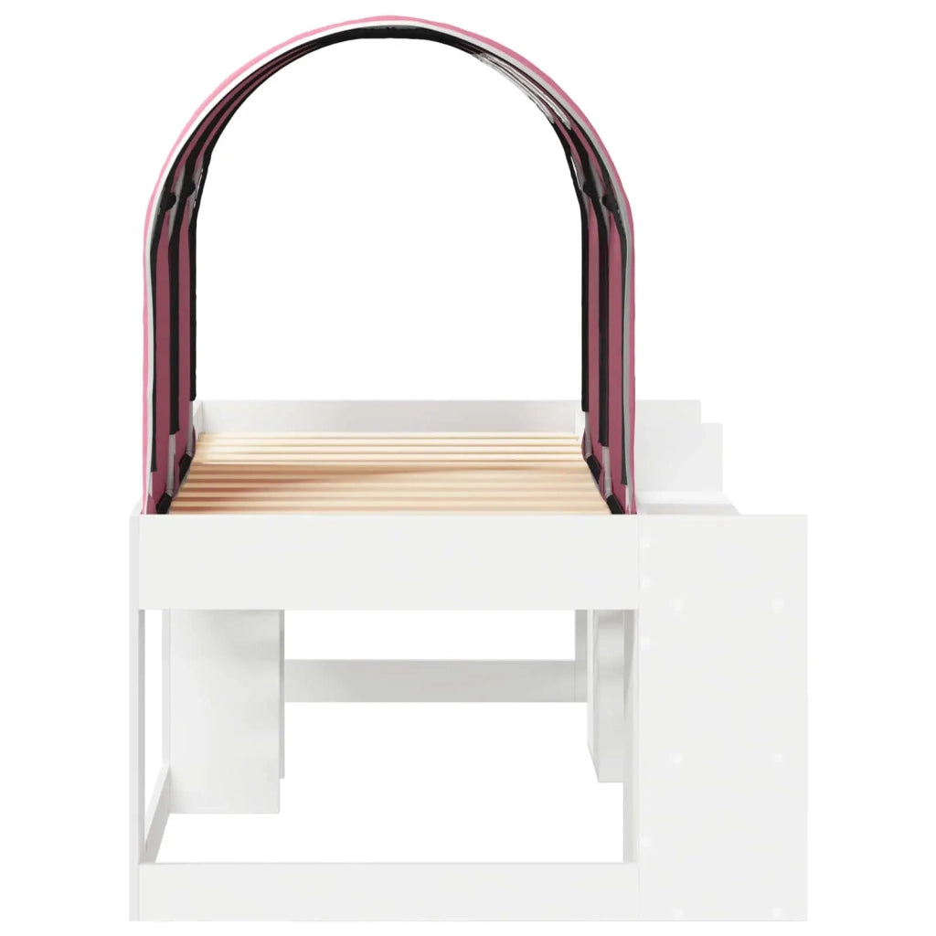 Letto con Tunnel 4 pcs Bianco e Rosa Legno ingegnerizzato