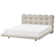 Letto matrimoniale in tessuto con testata trapuntata Beige 160 x 200 cm design moderno