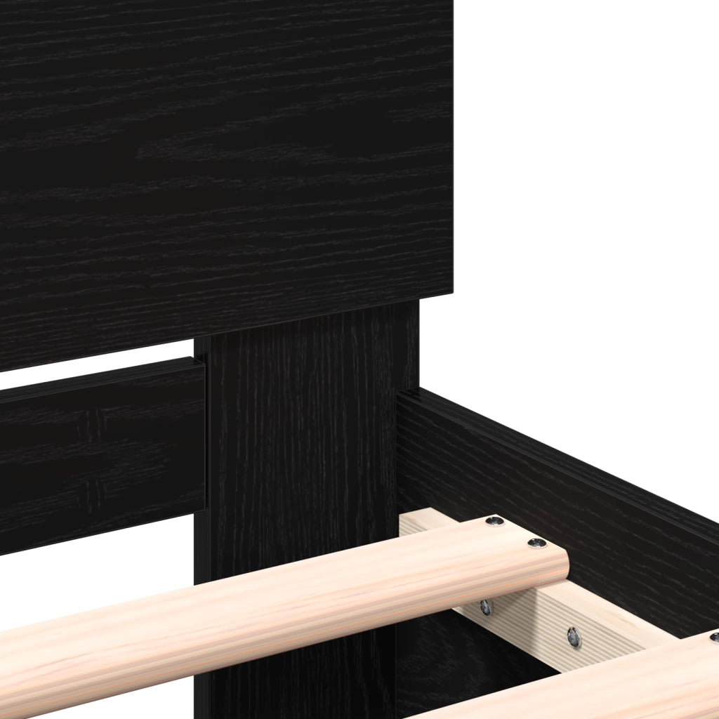Struttura letto con testata rovere nero 180x200 cm legno ingegnerizzato