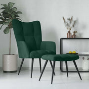 Divano Sedia-Poltrona Relax con Poggiapiedi Verde Scuro in Velluto 456599