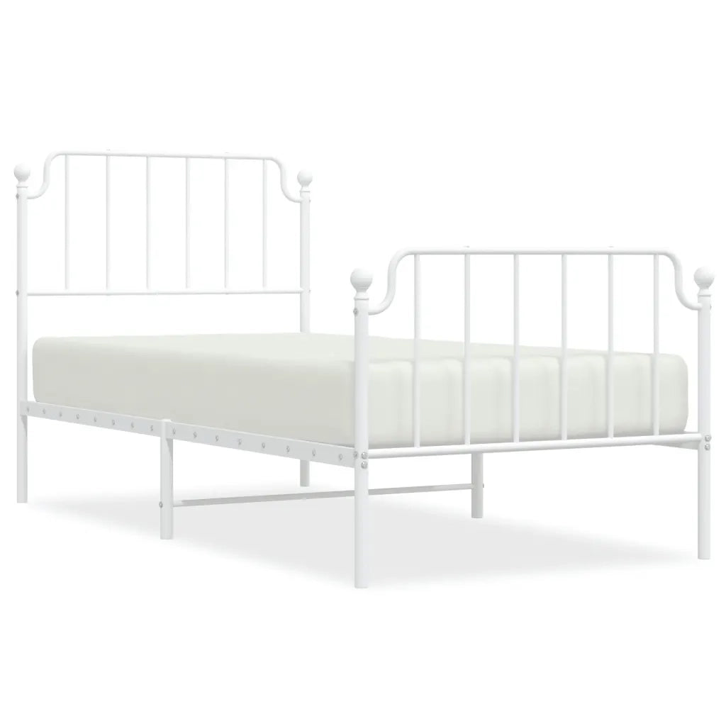 Giroletto con Testiera e Pediera Metallo Bianco 90x200 cmcod mxl 108558