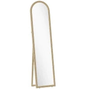 Specchio da Terra e Parete a Figura Intera con Cavalletto, Effetto Pietra e Forma ad Arco, 40x160 cm, Beige
