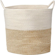 Cesto di stoccaggio in cotone, corda, contenitore per asciugamani, cesto intrecciato, cassettina per giocattoli per bambini con maniglione, per salotto, camera da letto, bagno, 38 x 38 cm