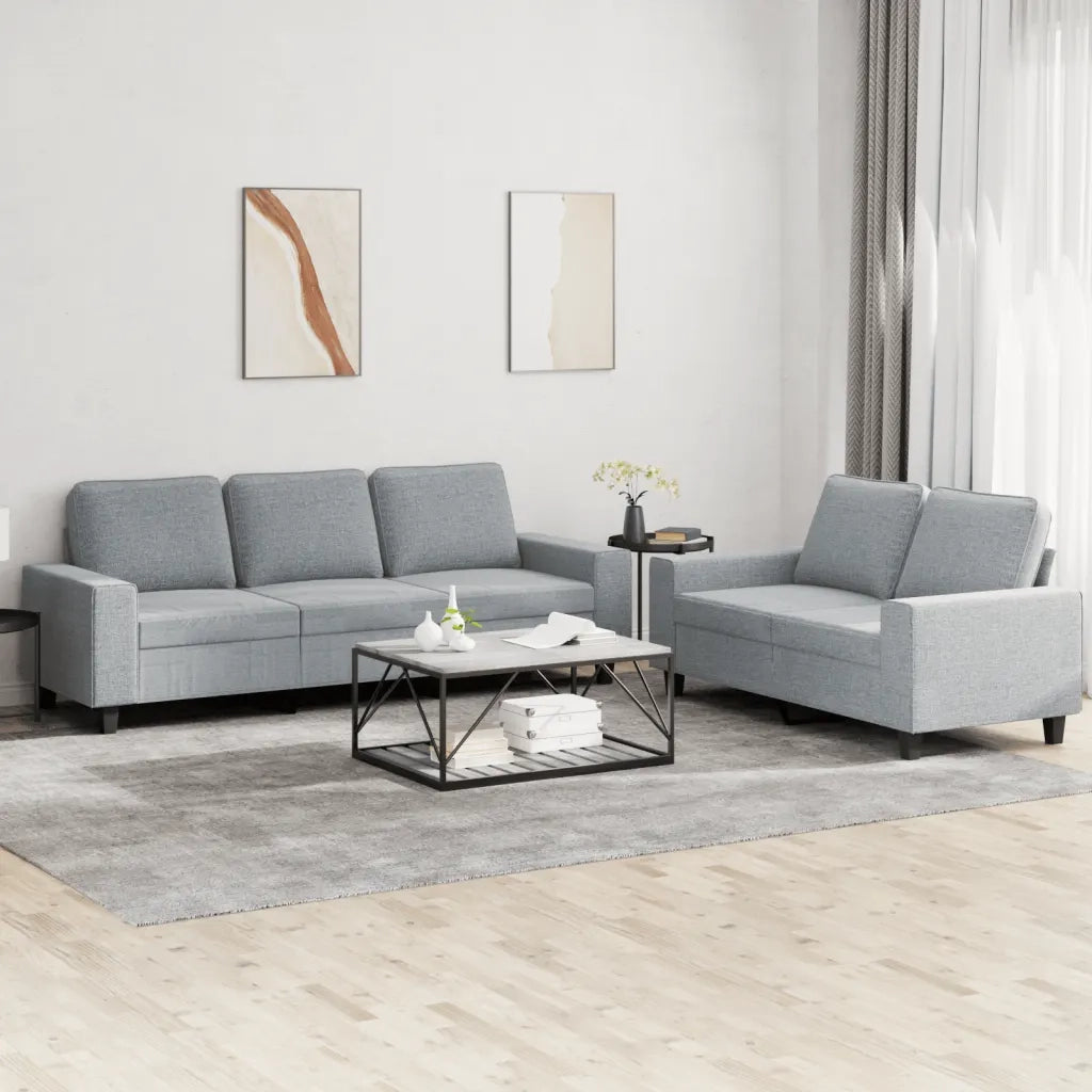 Set di Divani 2 pz Grigio Chiaro in Tessuto 3201898