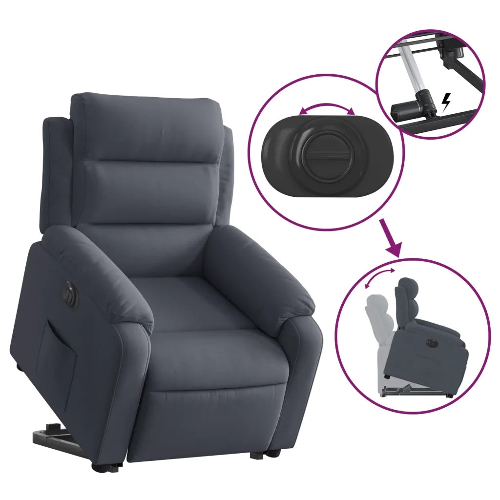 Poltrona Alzapersona Reclinabile Elettrica Grigio Scuro Velluto 3205115