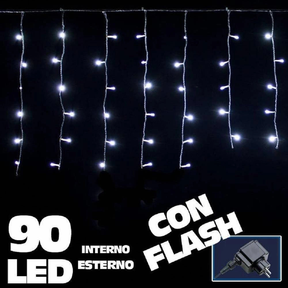 Trade Shop - Tenda Luminosa Natalizia 90 Led Luce Bianco Freddo 3 Metri Esterno Luci Cavo 5mt -