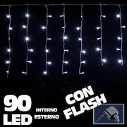 Trade Shop - Tenda Luminosa Natalizia 90 Led Luce Bianco Freddo 3 Metri Esterno Luci Cavo 5mt -