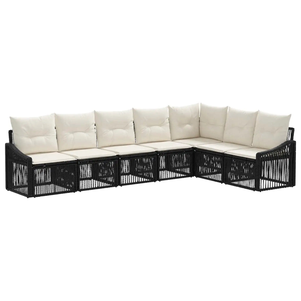 Set Divano da Giardino 7 pcs Nero polyrattan 3436015
