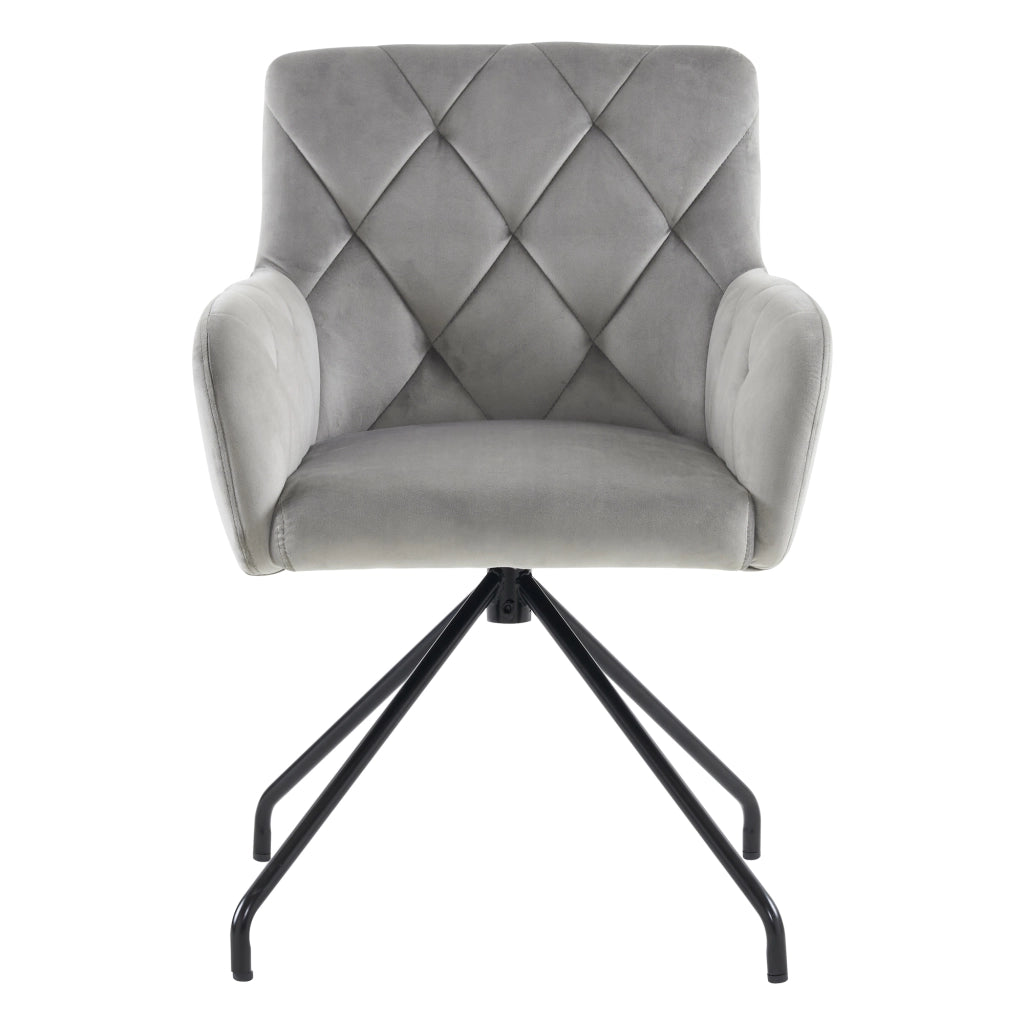 Set da 2 sedie da pranzo imbottite in velluto grigio chiaro con gambe in metallo