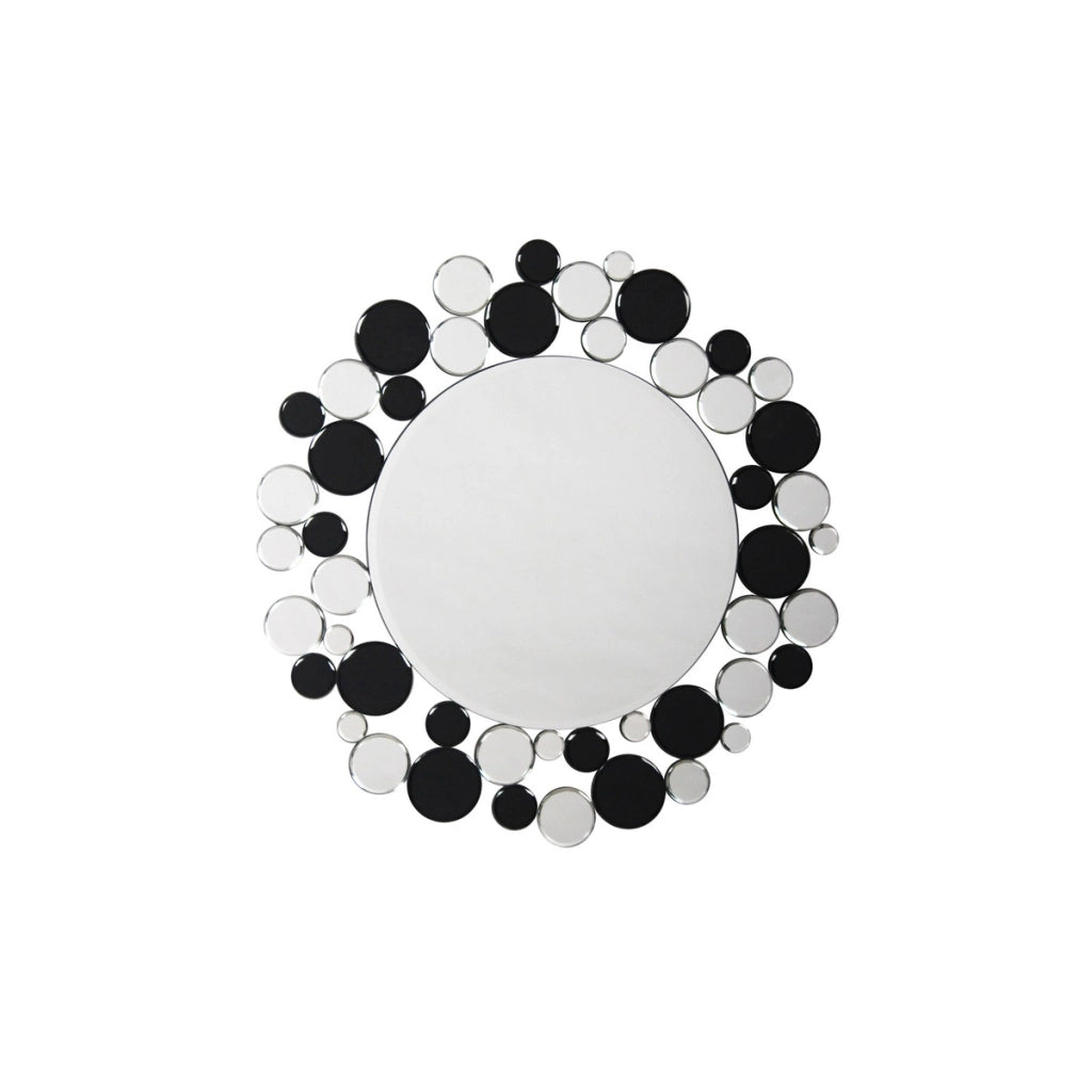 Specchio da parete Bubble tondo decorativo nero e argento