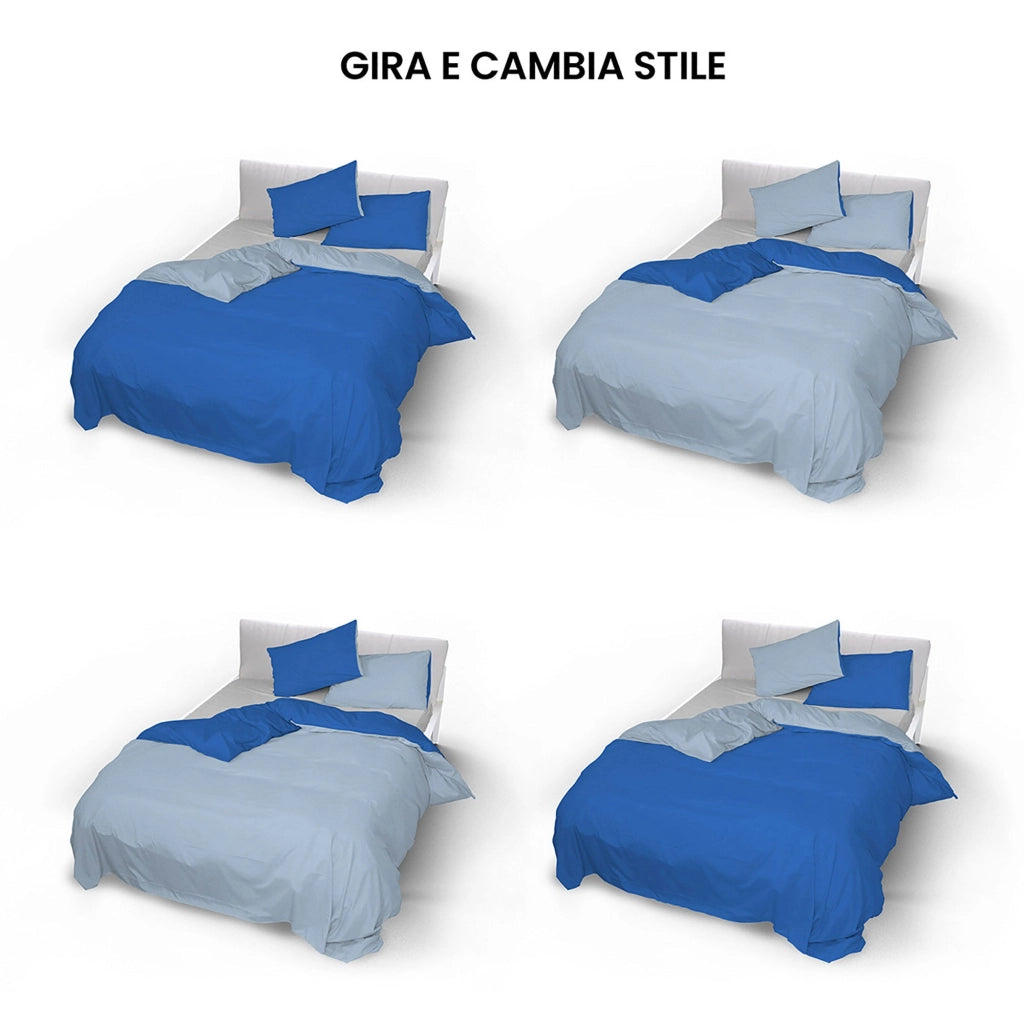 Copripiumino con Sacco e Federe Doubleface Royal/Azzurro Singolo