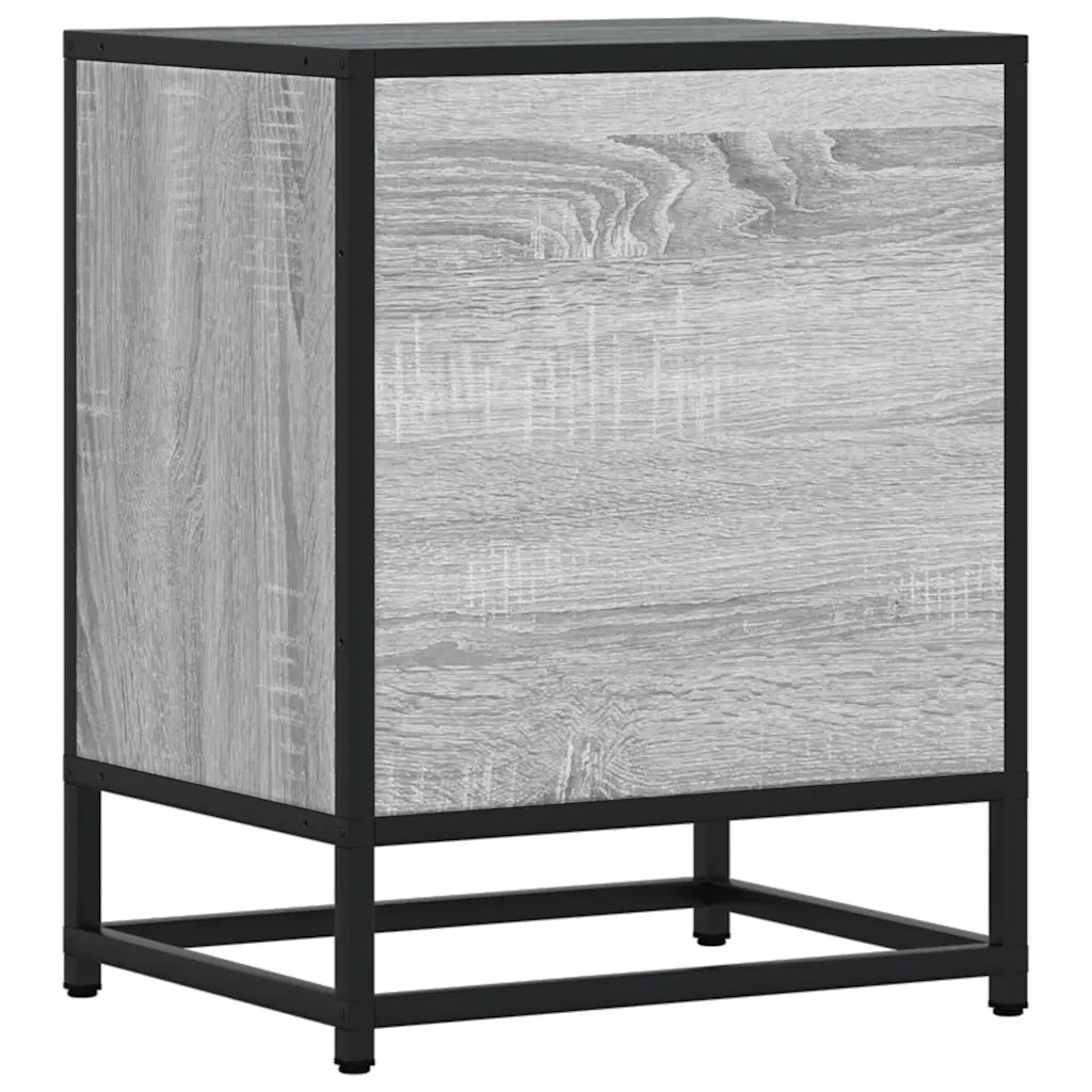 Comodino-Tavolino da notte Grigio Sonoma 40x31x50 cm Legno Multistrato e Metallo 678813