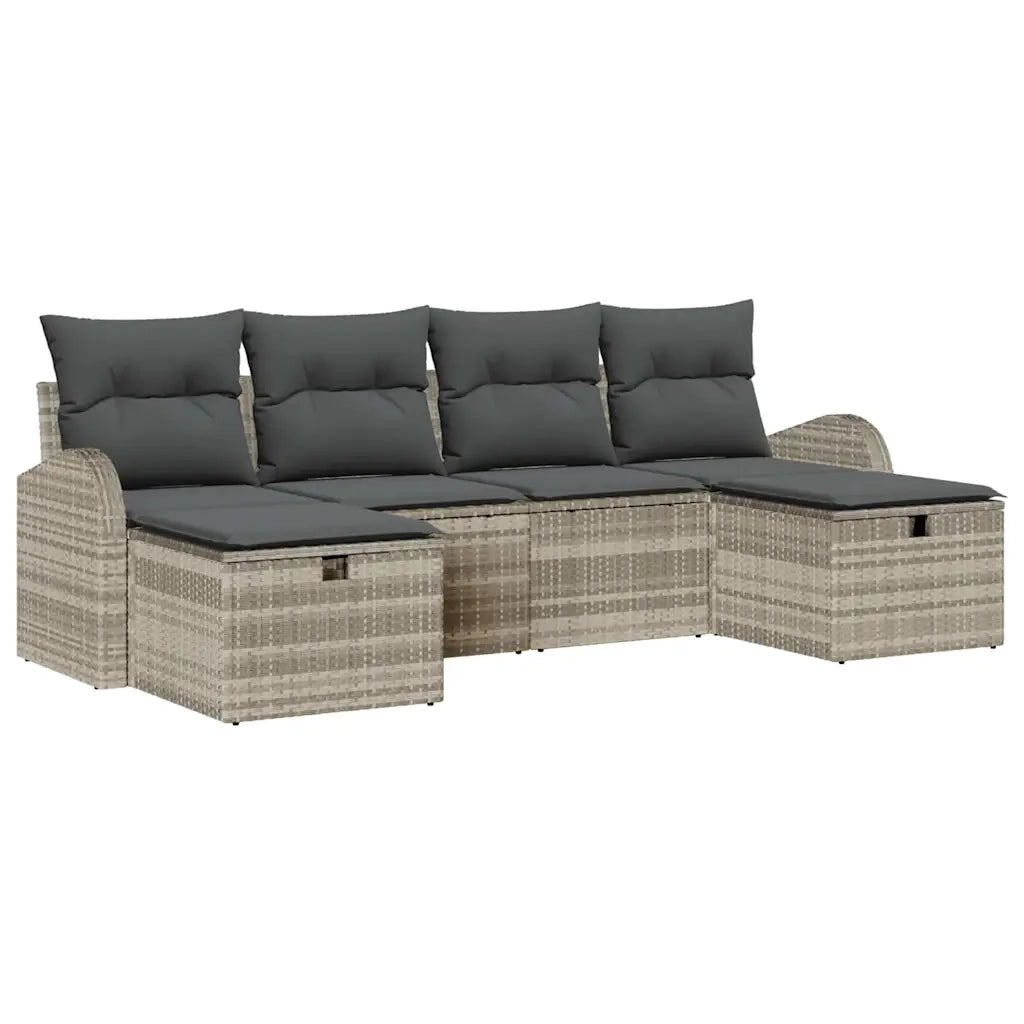Set di divani con cuscino 6 pcs Grigio chiaro polyrattan 3359121