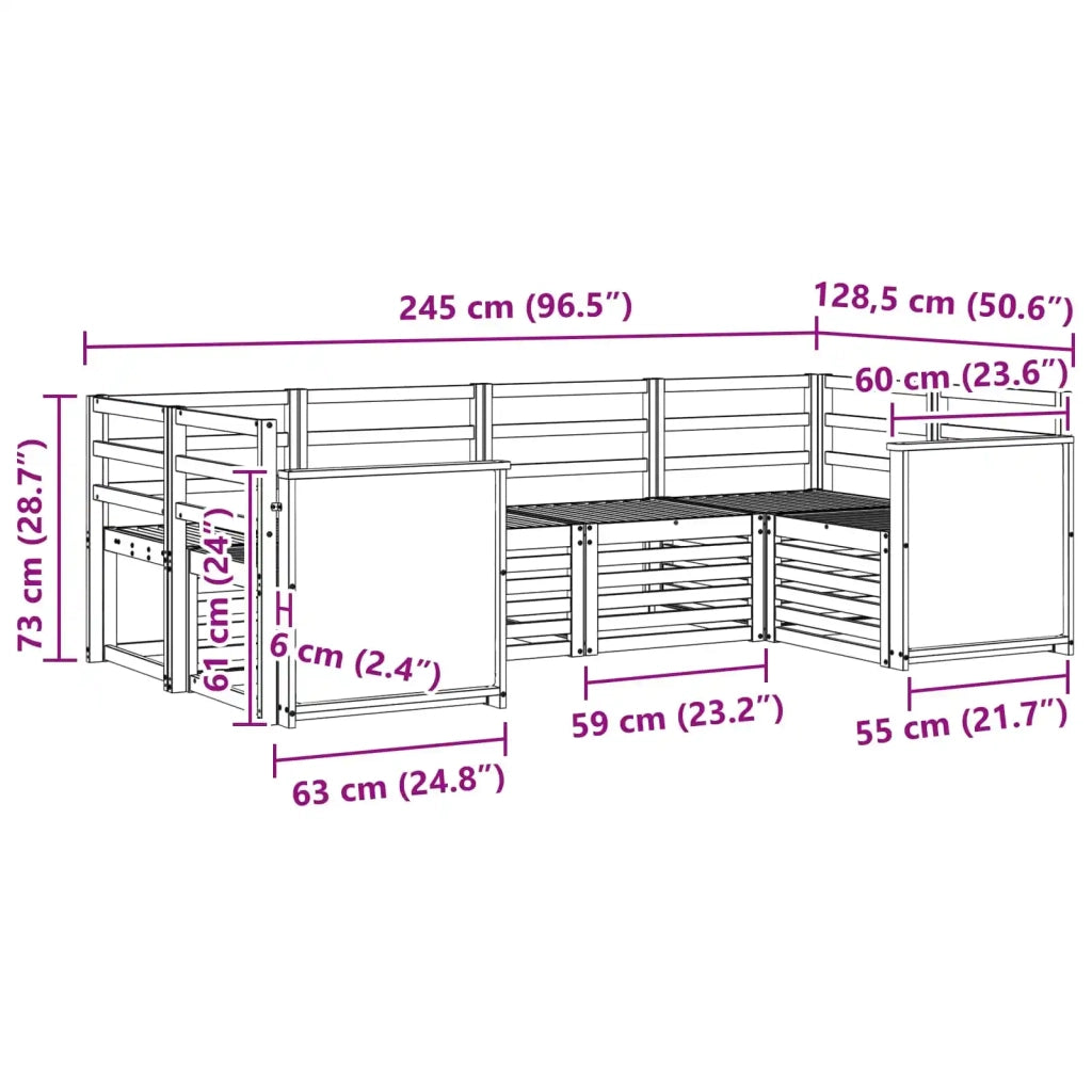 Set di divani da esterno 5 pcs Naturale 3384770