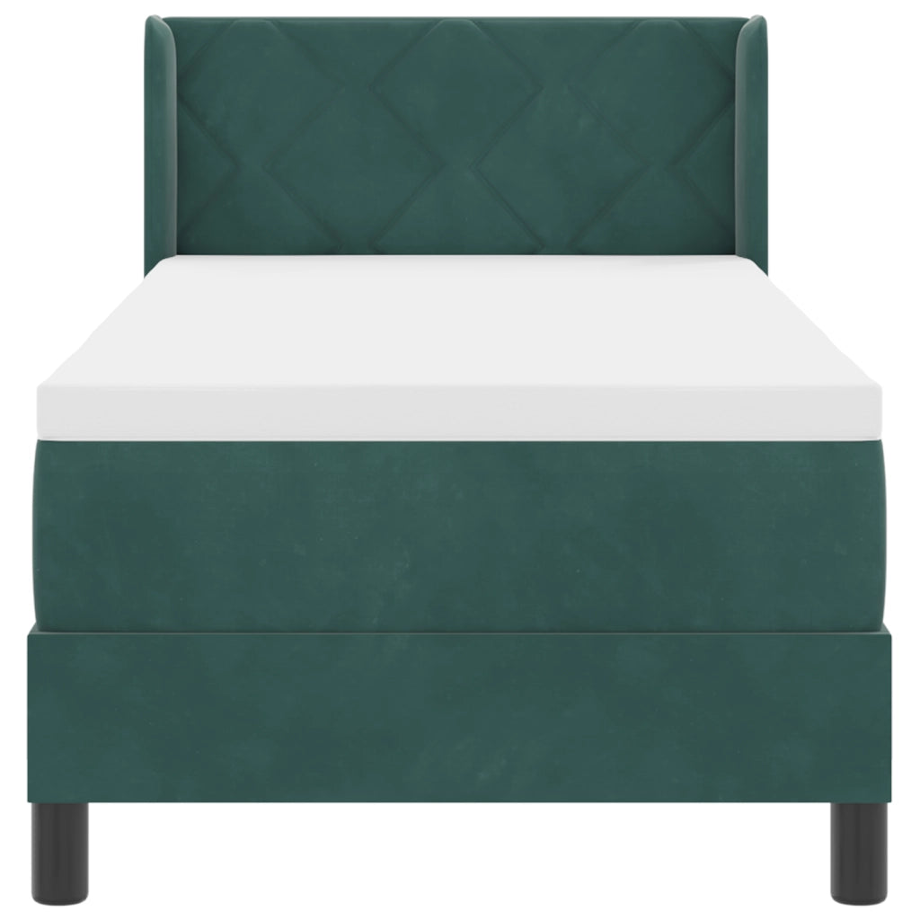 letto box spring  con materasso verde scuro 80x200 cm in velluto
