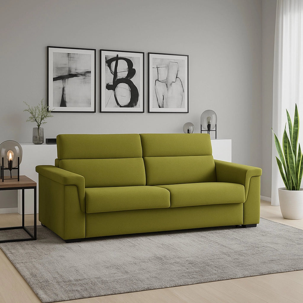 Lapio, Divano Fisso 2 Posti Sfoderabile Made in Italy, 185x95x100h cm Verde