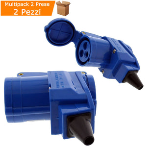 Multipack 2 prese a gomito con due prese shucko e cee 16a 240 volt camper barca auto casa