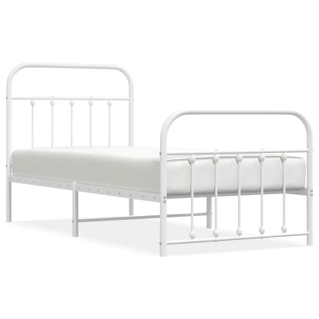 Giroletto con Testiera e Pediera-Struttura Letto Metallo Bianco 90x200 cm 388230
