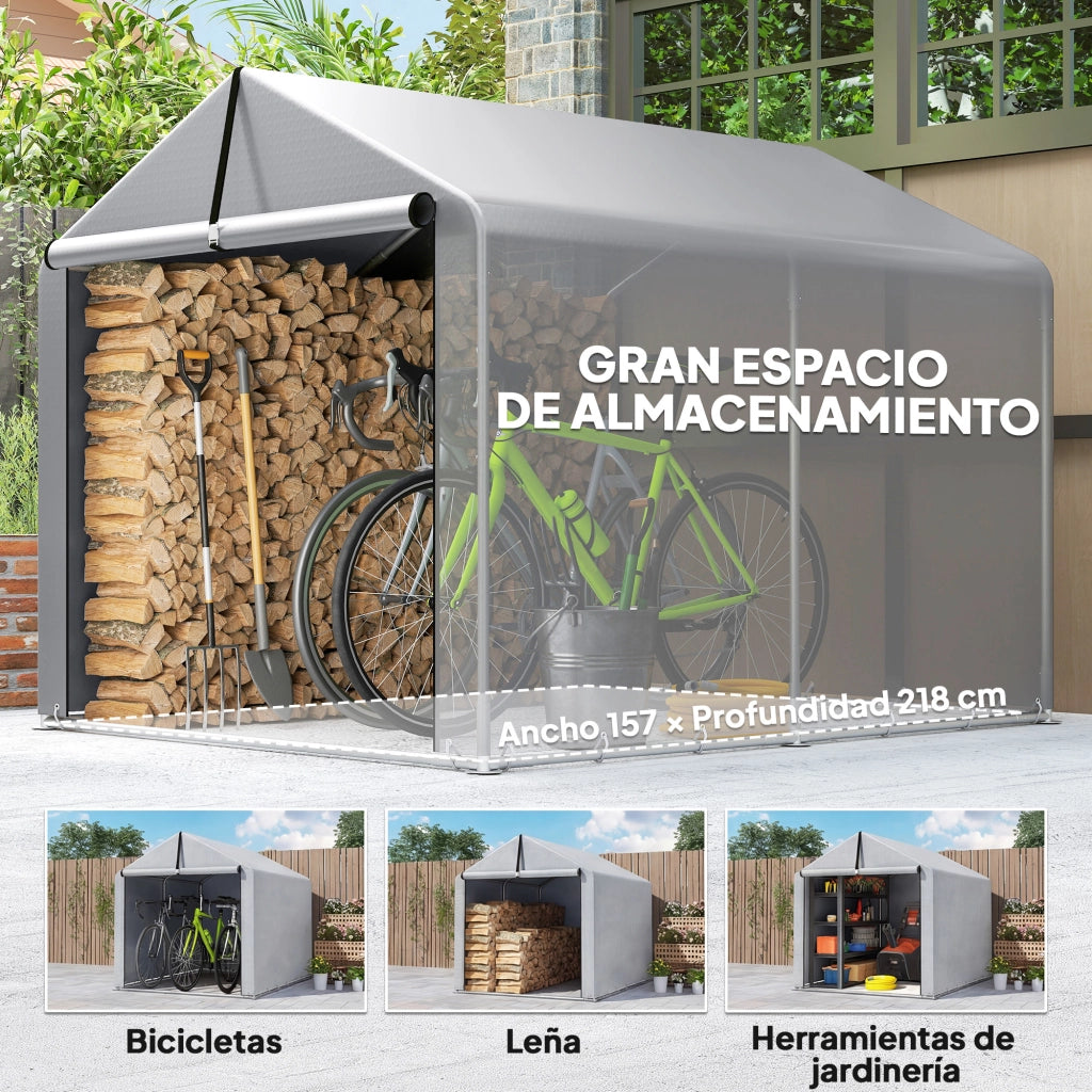 Capanno da Giardino per Attrezzi e Biciclette ¨C zephmum ¨C Grigio Acciaio Galvanizzato