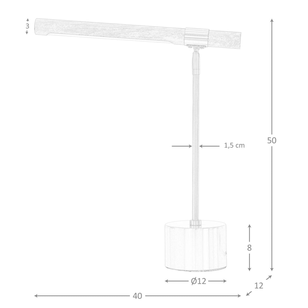 Lampada da tavolo in acciaio effetto noce e acciaio lucido dorato