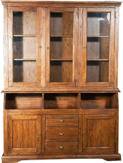 Biscottini Libreria Country in legno massello di tiglio finitura noce L172xPR50xH226 cm. Made in Italy