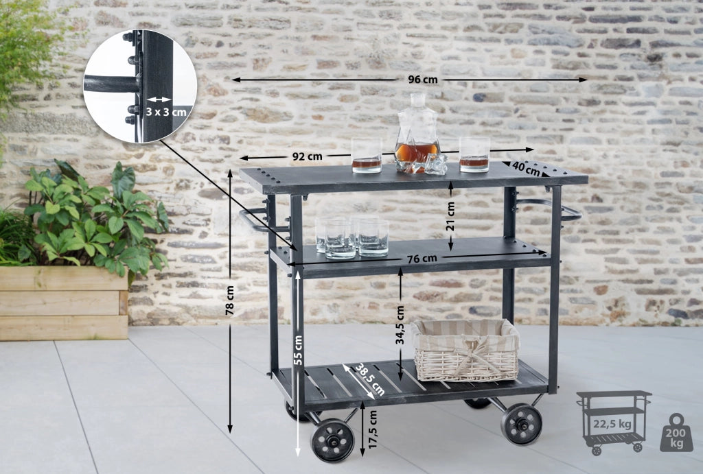 Carrello di servizio Spring Argento antico