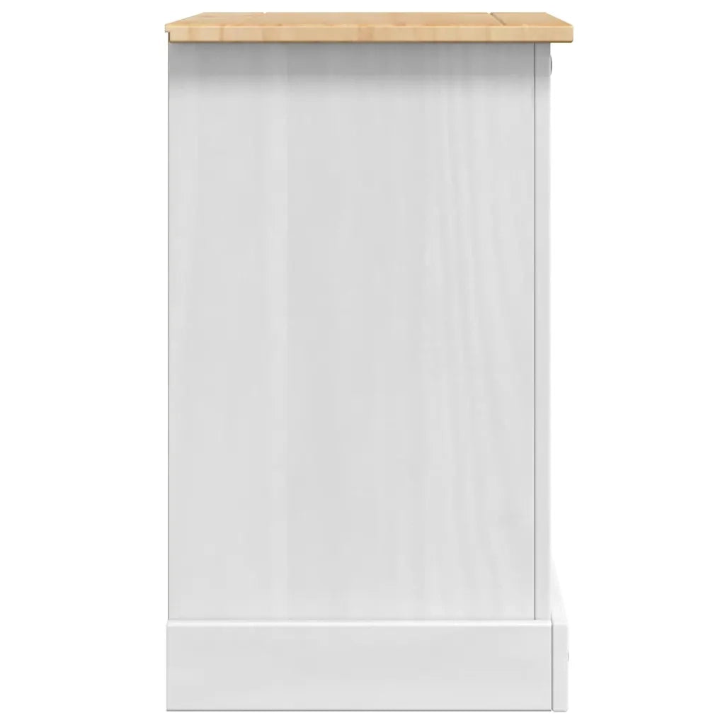 Comodino | Armadio da Notte | Mobiletto da notte Corona Bianco 53 x 39 x 66 cm Pino massello
