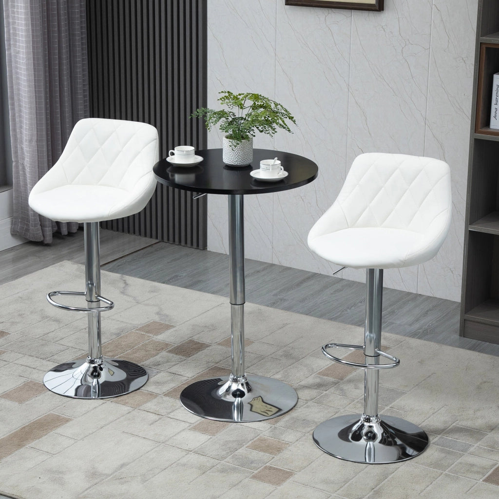 Set 2 Sgabelli da Bar 51,5x48x83-104 cm in Similpelle Bianchi