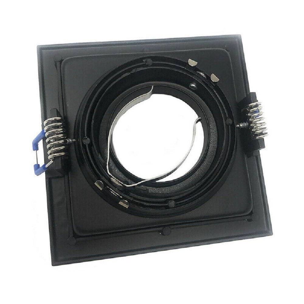 Trade Shop - Portafaretto Incasso Quadrato Acciaio P23 Orientabile Supporto Faretto Porta Faretti - Nero