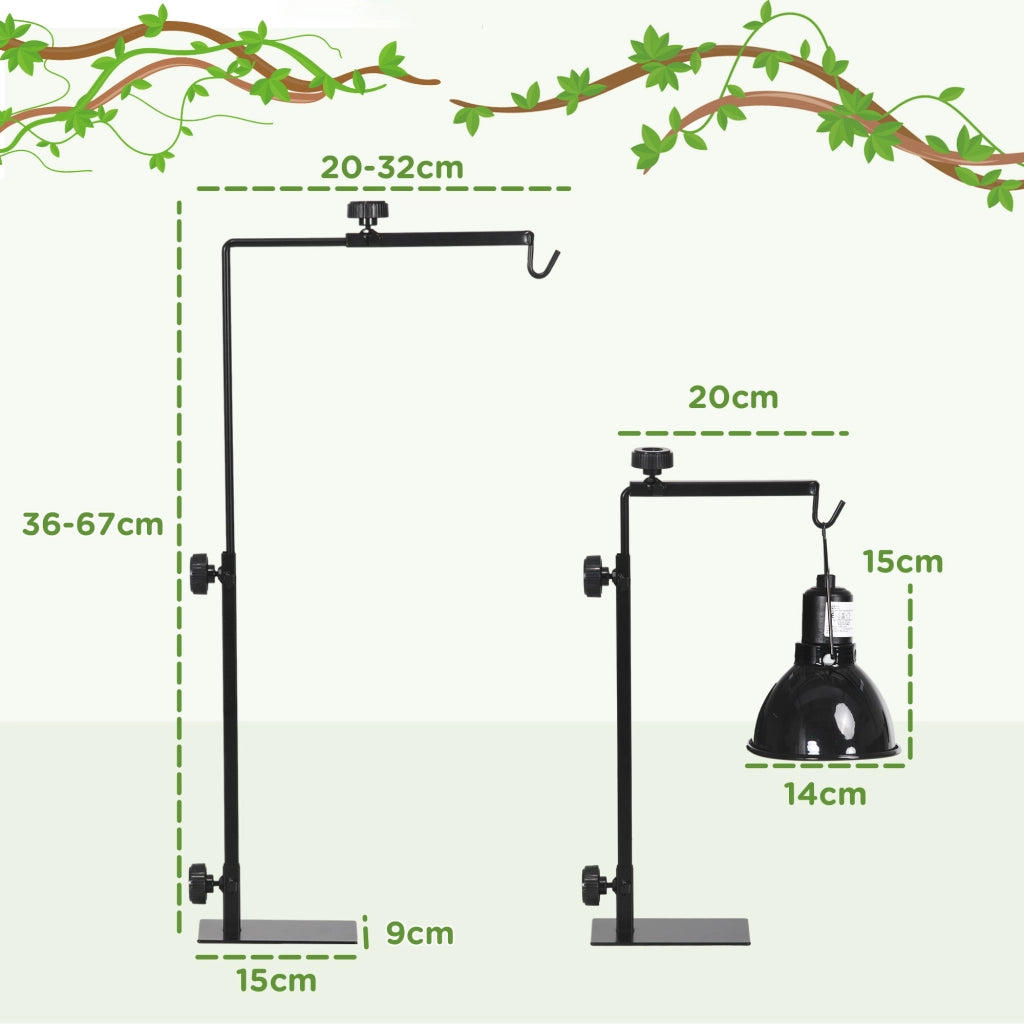 Lampada Riscaldante per Rettili Regolabile - Zephmum - Nero Acciaio 32x9x67 cm