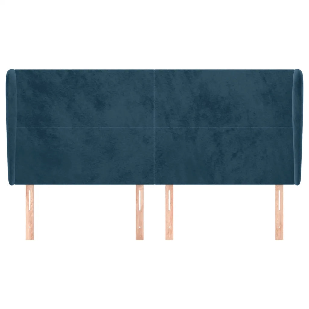 Testiera ad Orecchio Blu Scuro 163x23x118/128 cm in Velluto