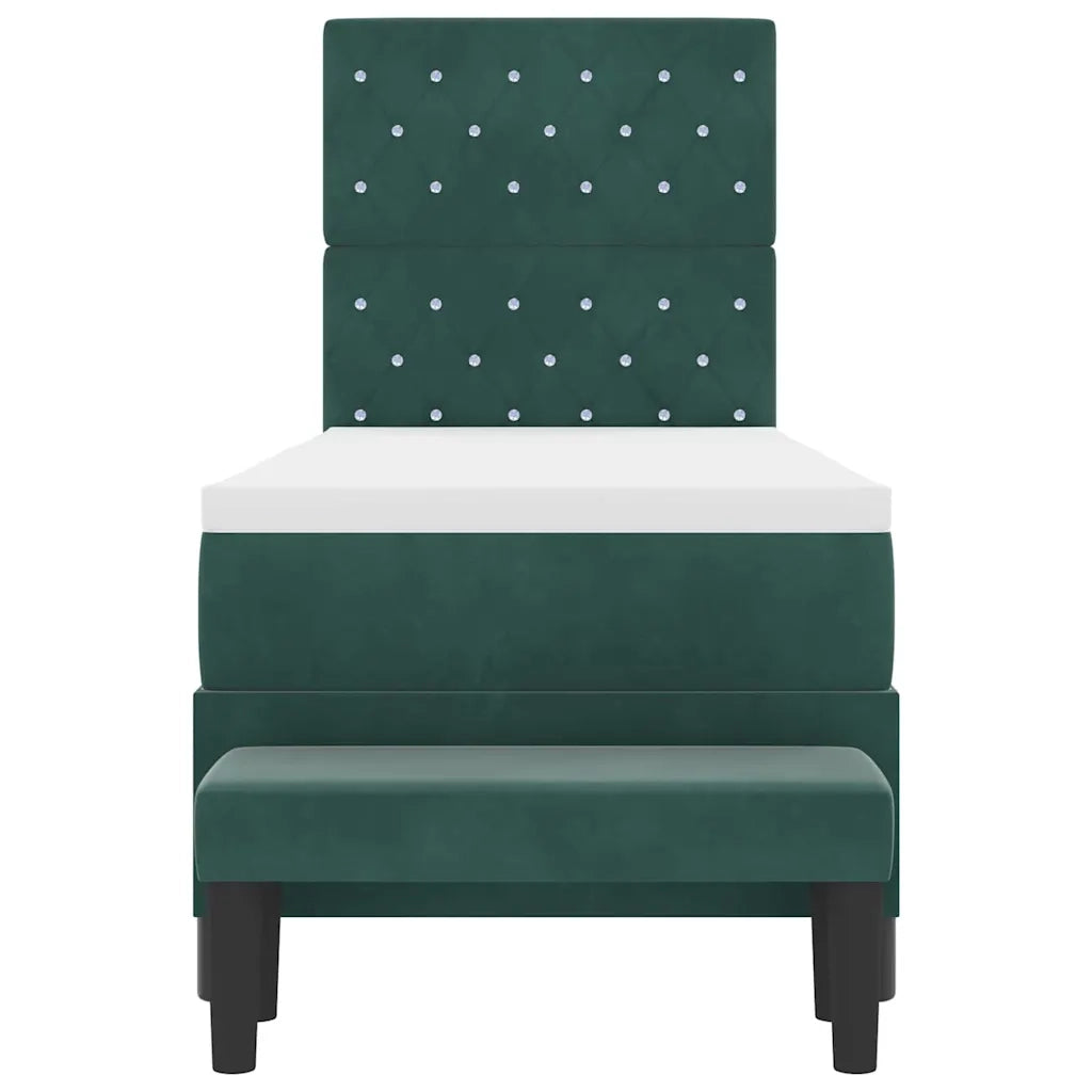 Letto a molle con materasso Verde Scuro 80 x 200 cm Velluto 3344411