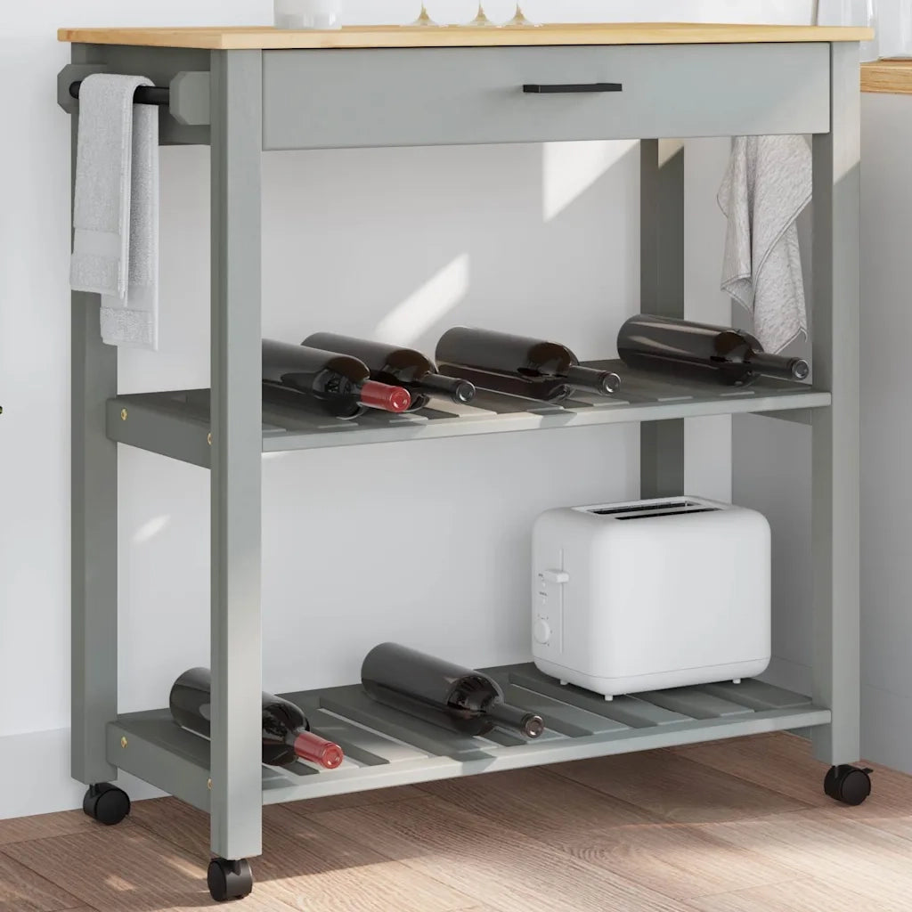 Carrello da Cucina MONZA 84x40x90 cm in Legno Massello di Pinocod mxl 134648