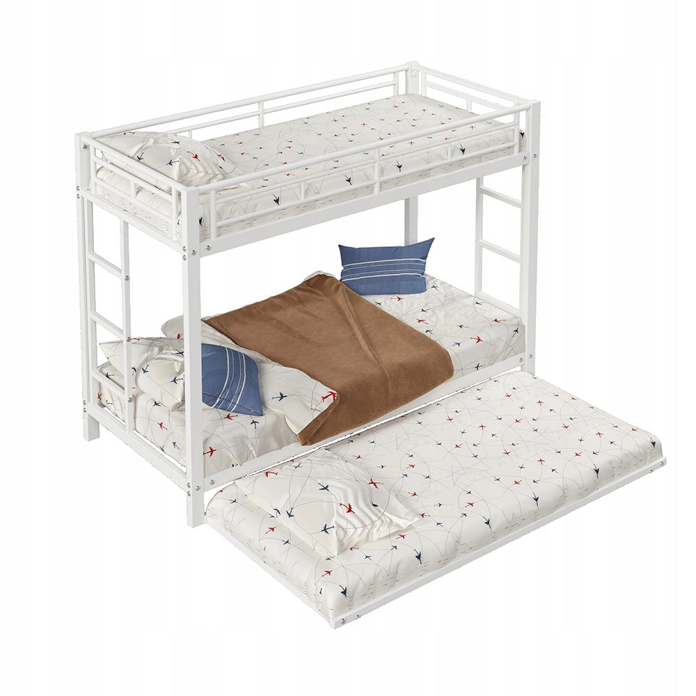 Letto a castello per bambini - Xylo - 90x200 - Bianco - Struttura in metallo estraibile