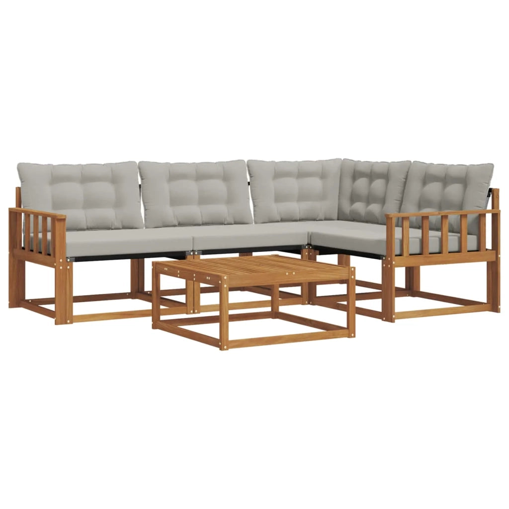 Set di divani da esterno 5 pcs Grigio Naturale e Chiaro 3369430