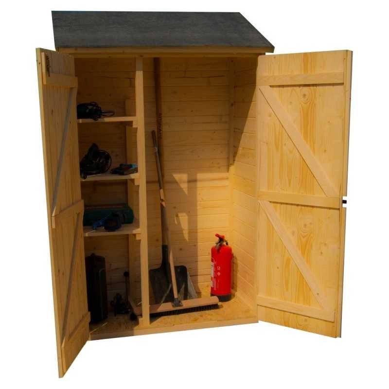 Ripostiglio in legno da giardino con 3 ripiani – 120x60 cm – pannelli 16 mm, pavimento incluso e tetto bitumato – ED1206.01 Foresta
